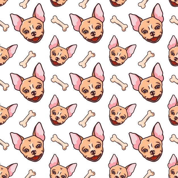 Cartoon pattern with the image of a dogs head