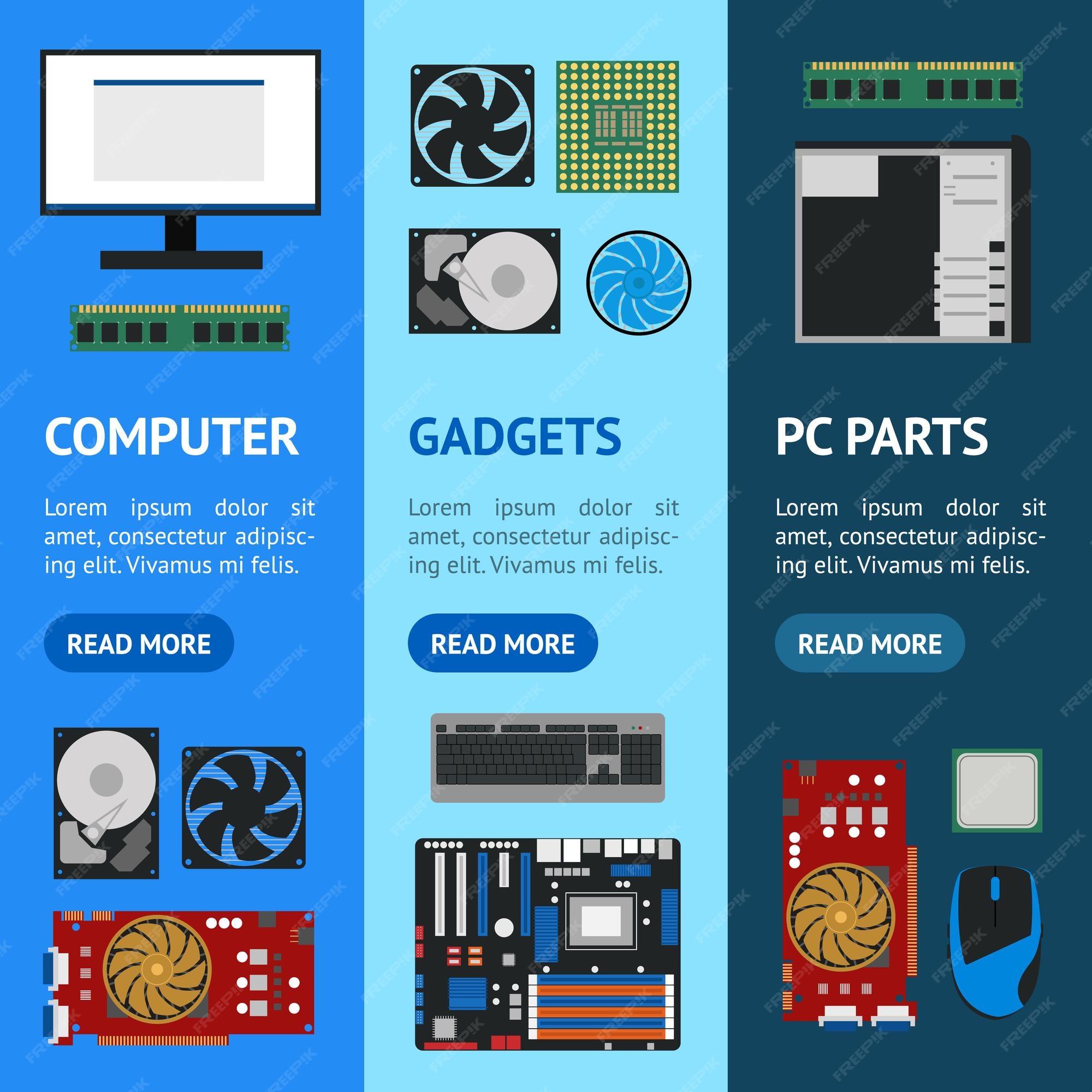 Cartoon pc components for computer store banner Vector Image