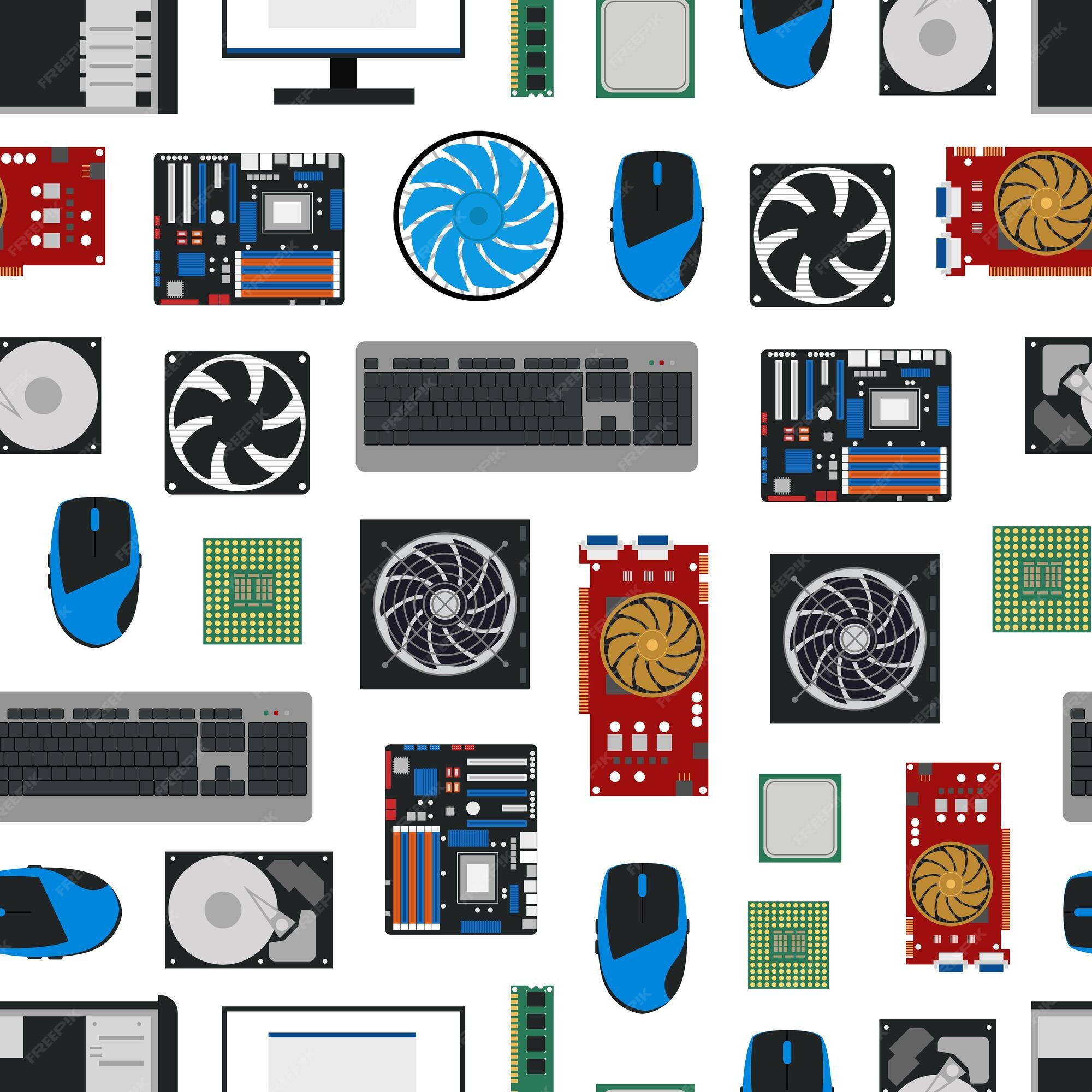 Cartoon pc components for computer store banner Vector Image