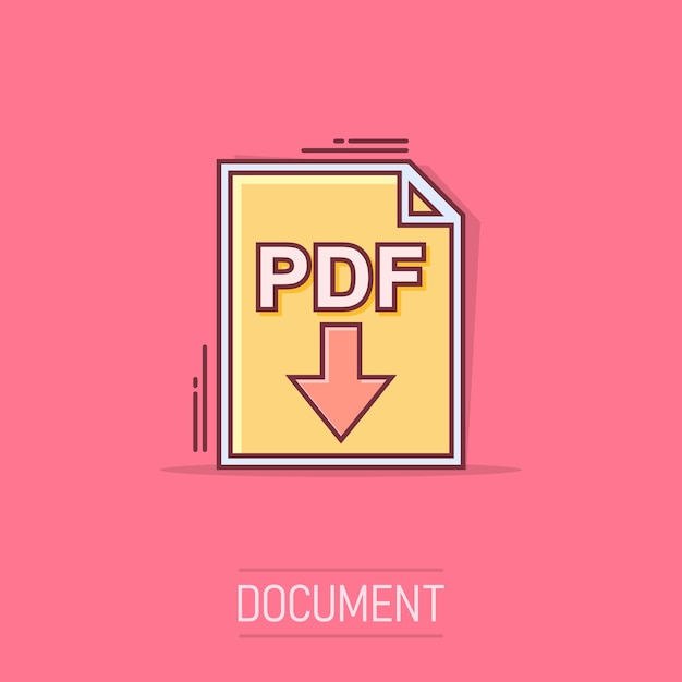 ベクトル カートゥーン pdf アイコン ドキュメント イラスト ピクトグラム ファイルサイン スプラッシュ ビジネスコンセプト