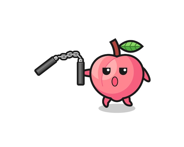 Cartoon of peach using nunchaku