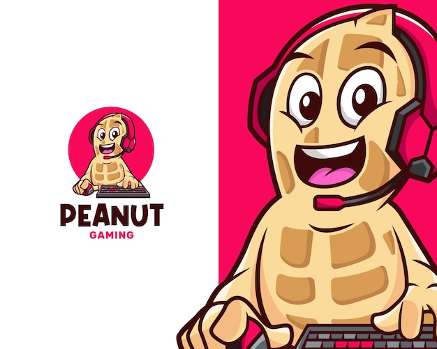 Шаблон логотипа Cartoon Peanut Gaming