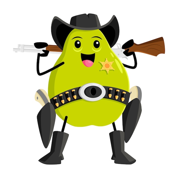 Cartoon pear fruit sheriff personage western