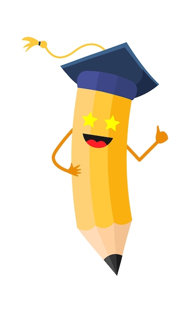 Cartoon pencil student Education icon Vector illustration