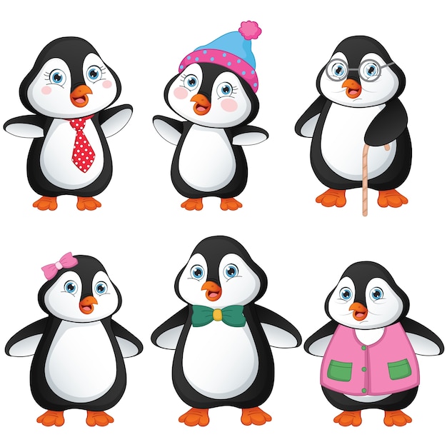 Cartoon penguin family