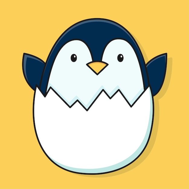Мультяшный пингвин в полосатом шарфе векторная простая иллюстрация