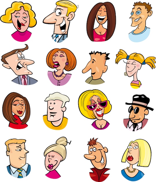 Vector cartoon people characters and emotions