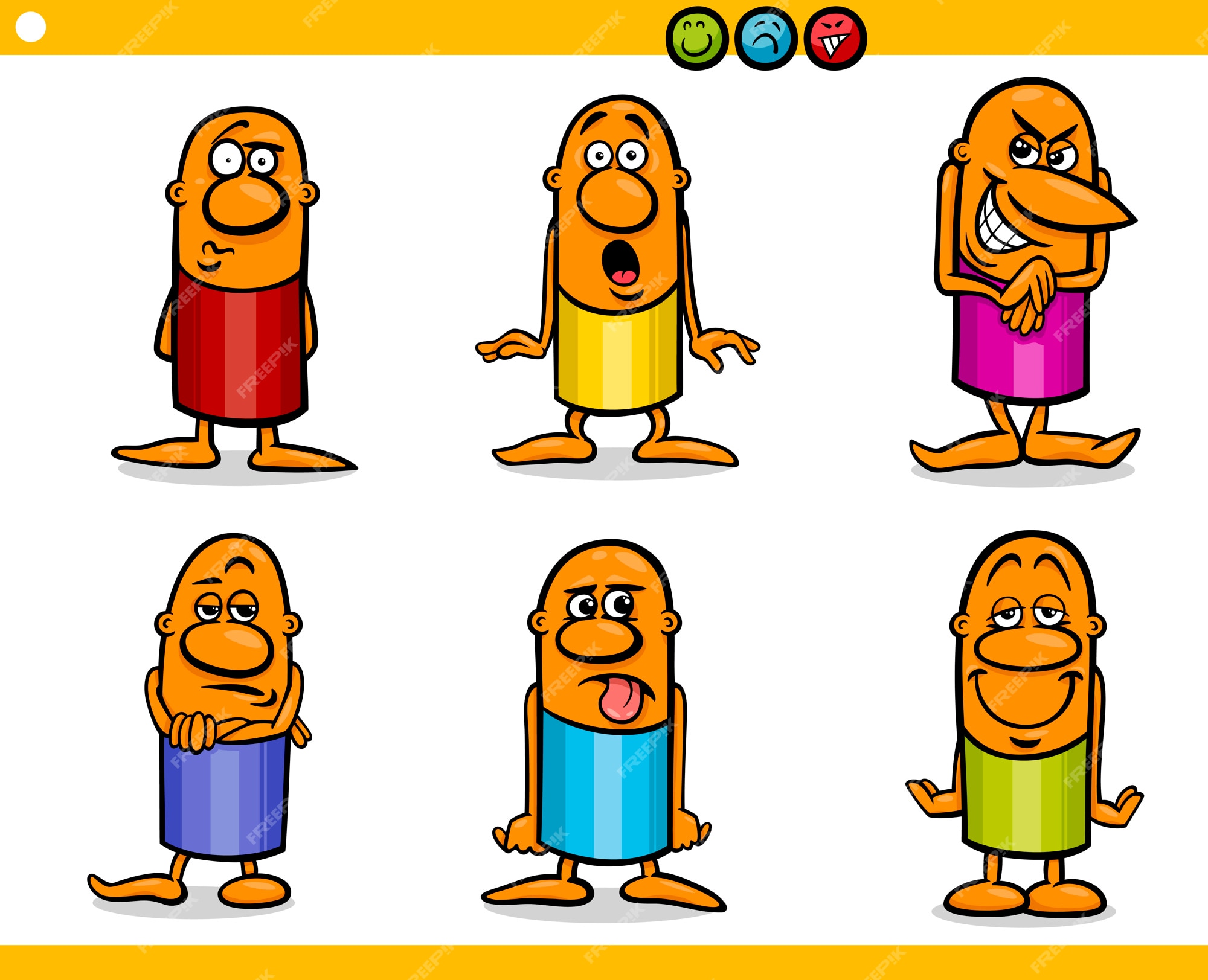 Premium Vector | Cartoon people characters emotions Premium Vector | Cartoon people characters emotions
