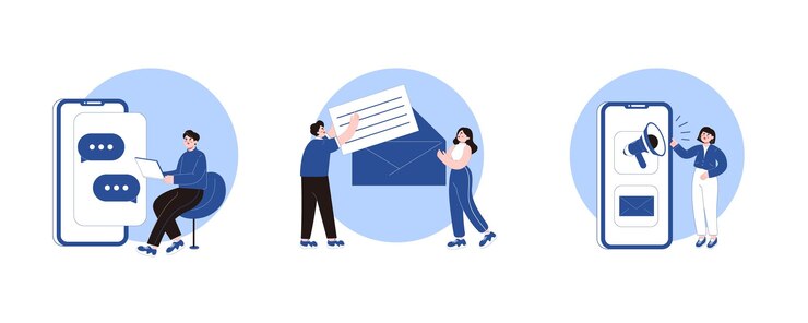 Vector 「メール」と書かれた手紙を持っている人々の漫画