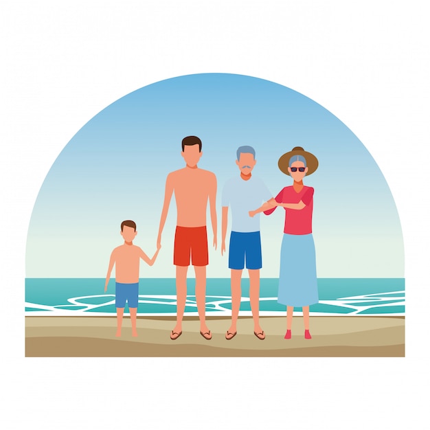 Vector cartoon people in summer vacation