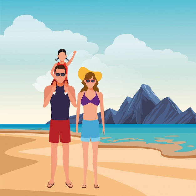 Vector cartoon people in summer vacation