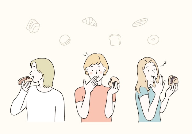 A cartoon of people with different foods on their faces