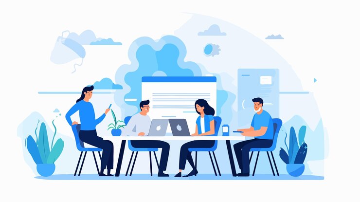 мультфильм о людях, работающих в комнате для встреч