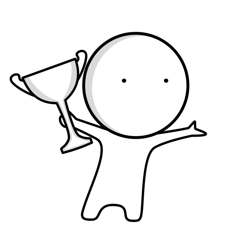 トロフィーを持っている人の漫画