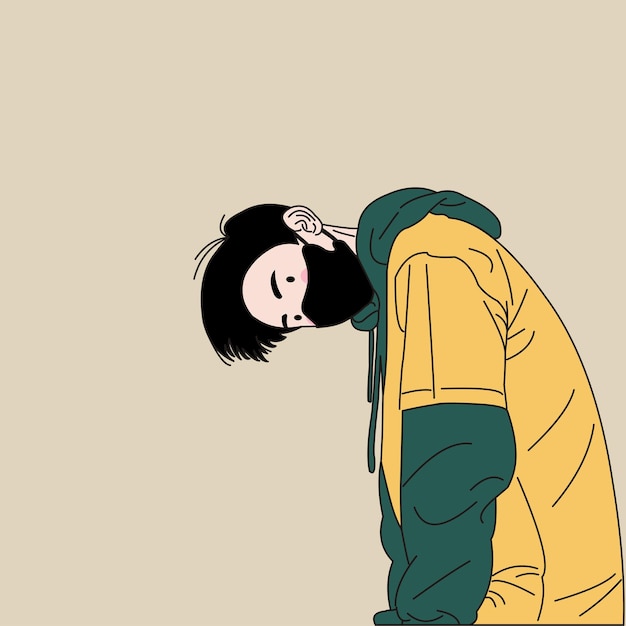 a cartoon of a person with a yellow shirt on
