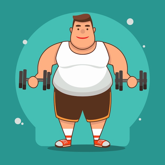 Cartoon personage Cheerful Chubby Man 2