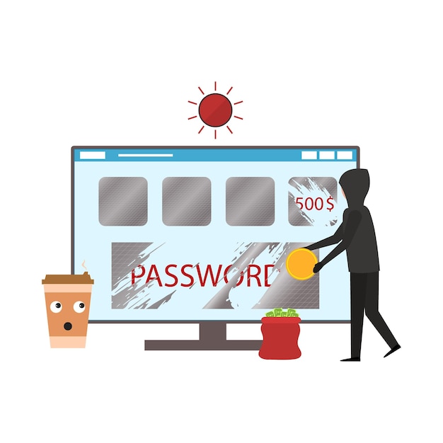 Cartoon personage persoon internet hacker concept vector