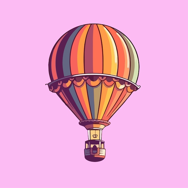 Cartoon pictogram vectorillustratie van een hete luchtballon met een plat ontwerp voor vervoer door de lucht