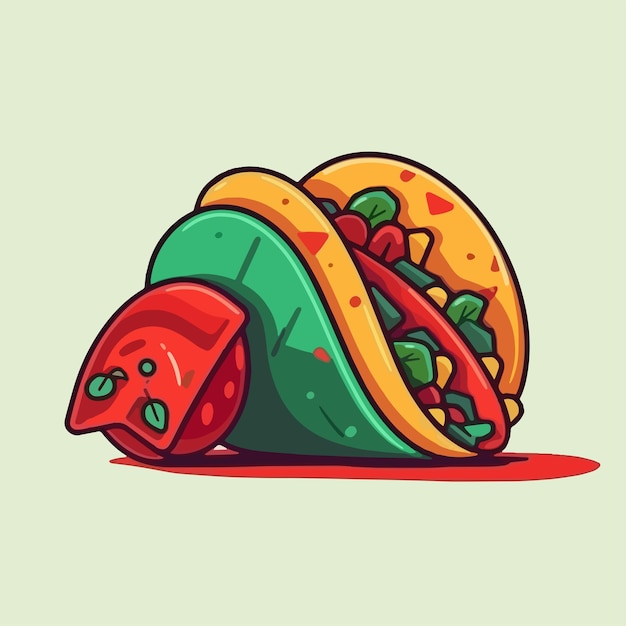 Cartoon pictogram vectorillustratie van een taco met een plat ontwerp voor voedsel