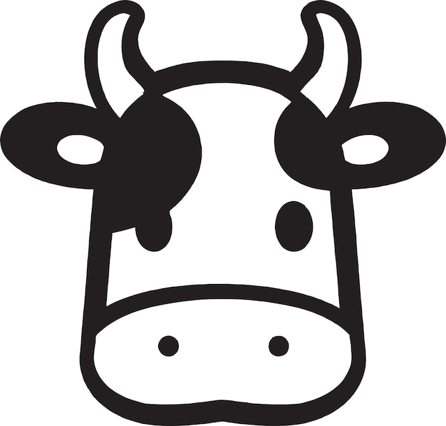 A cartoon picture of a cow with horns.