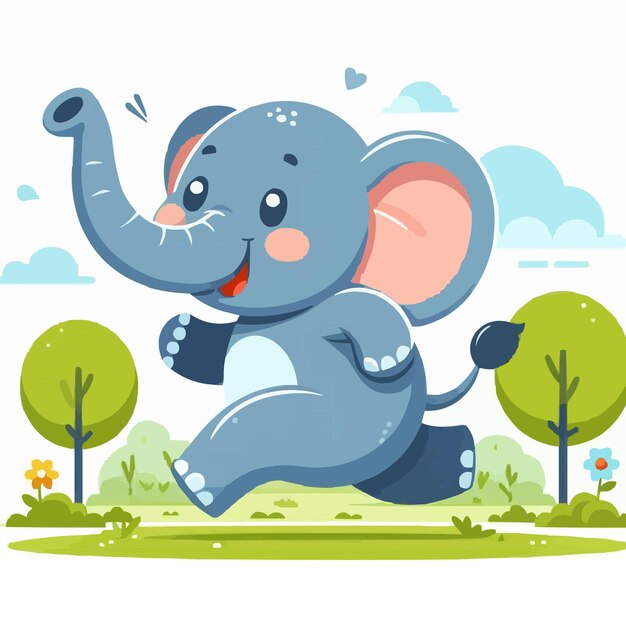 Vector a cartoon picture of an elephant with the word elephant on it