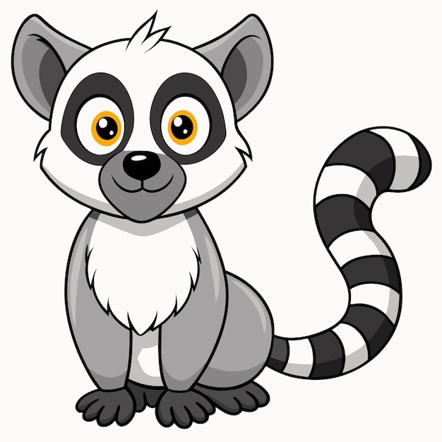 Vector a cartoon picture of a lemur with yellow eyes