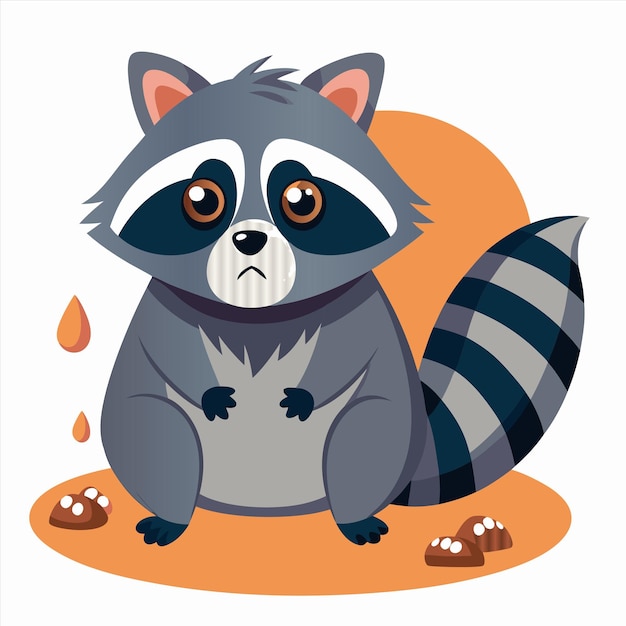 a cartoon picture of a raccoon with a face and a piece of candy on it
