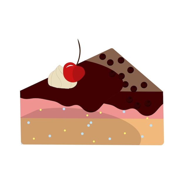 Pezzo di torta di cartone animato varie fette di torta colorate gabbia e ristorante dessert dolce con crema