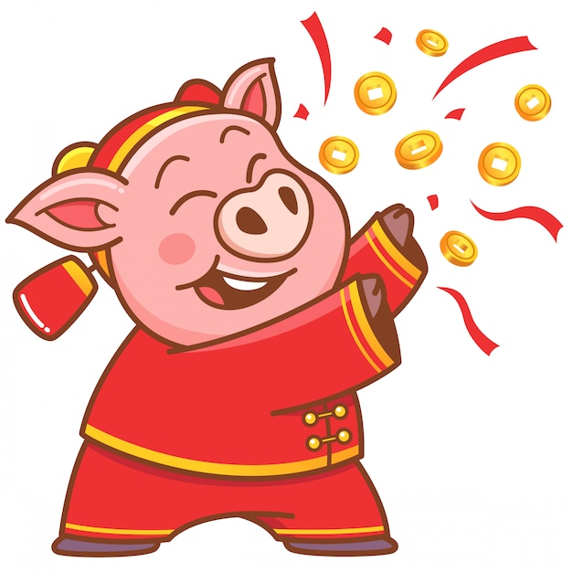 Premium Vector | Cartoon pig - chinese new year