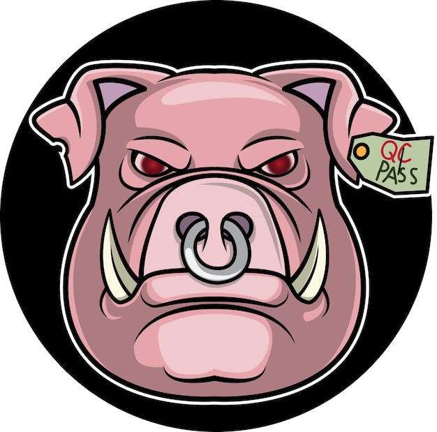 Vector cartoon pig head illustration