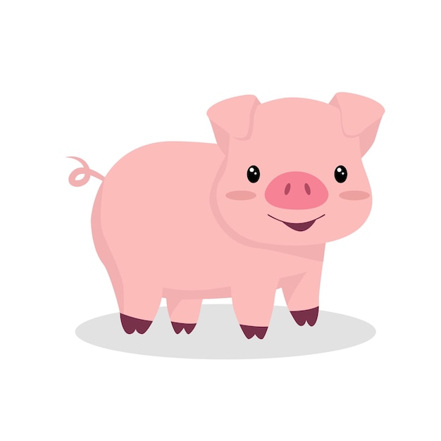 Cartoon pig illustration Farm animal in flat style