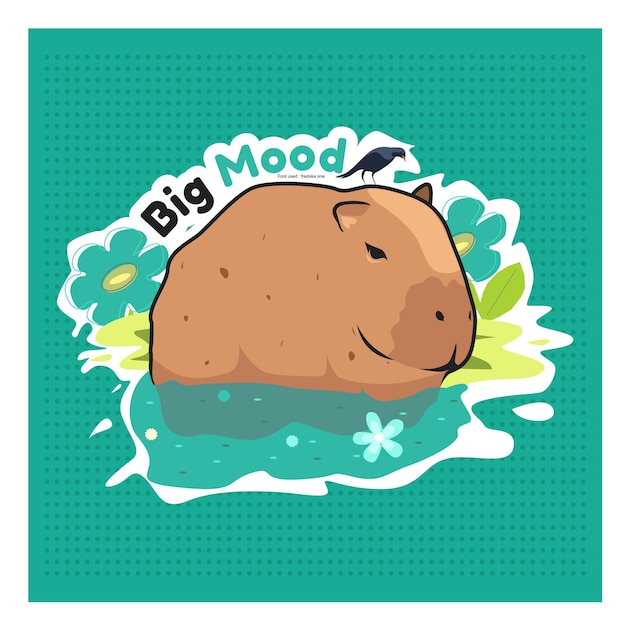 A cartoon pig with a big mood on it