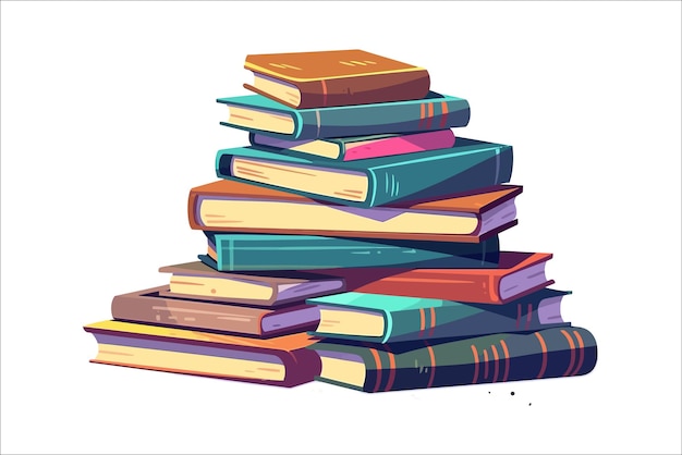 Cartoon pile textbooks isolated on background cartoon vector illustration