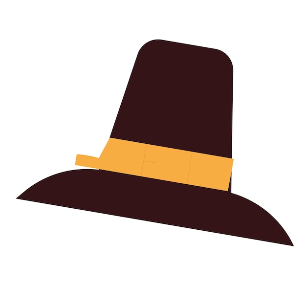 Vettore un cartone animato di un cappello da pellegrino con una fascia gialla in alto.