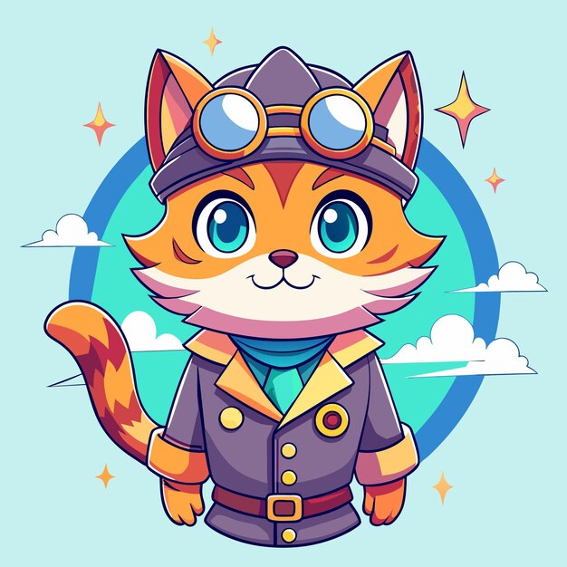 Cartoon pilot cat