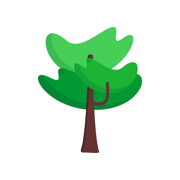 A cartoon pine tree with a green trunk and a brown trunk.