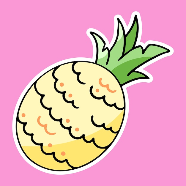 Cartoon pineapple vector design element hand drawn