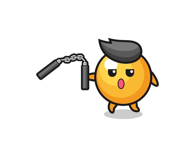 Cartoon of ping pong using nunchaku , cute design