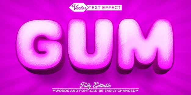 Cartoon Pink Bubblegum Vector Bewerkbare tekst-effect sjabloon