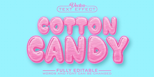 Мультфильм Розовая вата Candy Vector редактируемый текстовый эффект шаблона