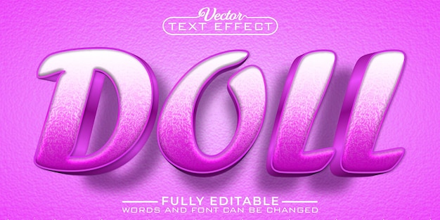 Cartoon Pink Doll Editable Text Effect Template