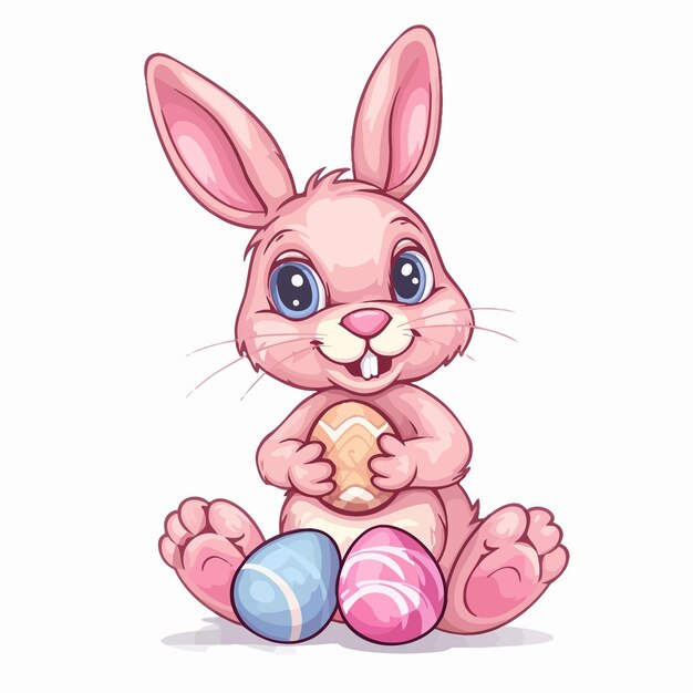 Cartoon_Pink_Easter_Bunny_Egg_Hunt_vector