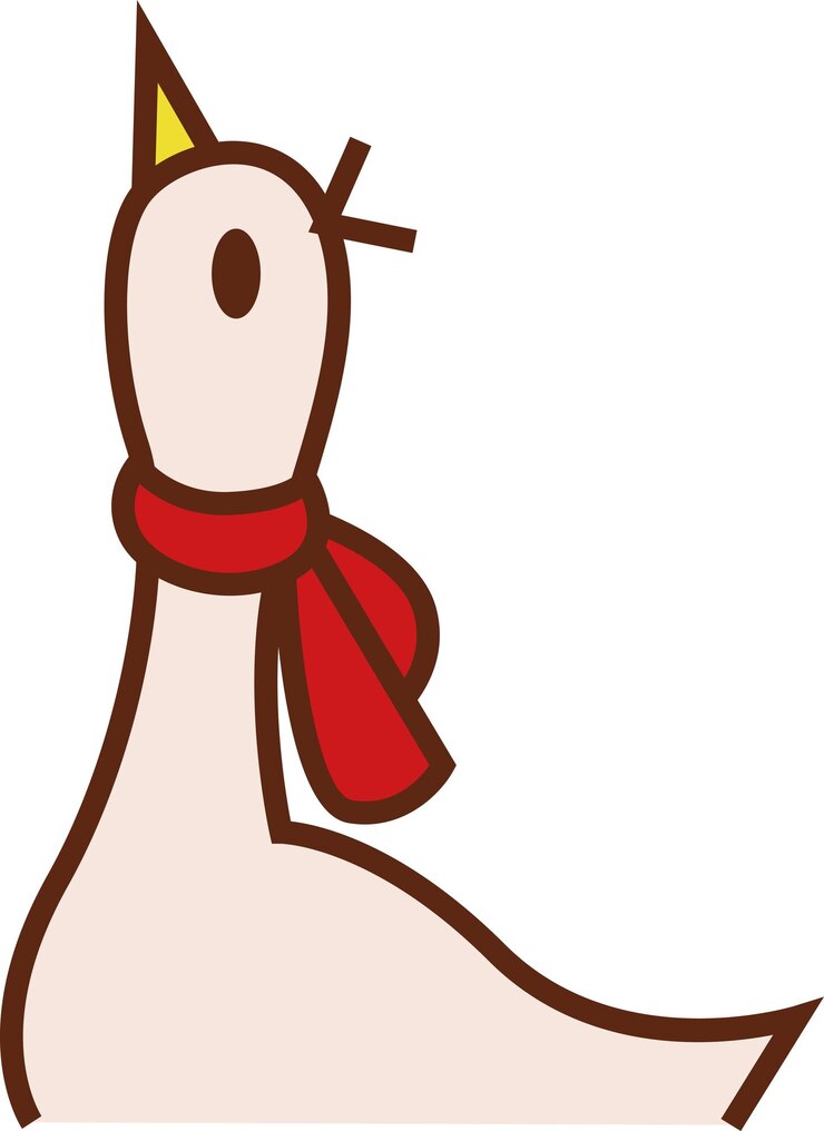 वेक्टर cartoon pink goose and red scarf