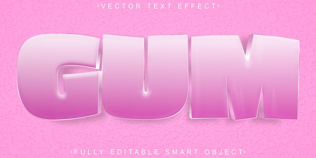 Cartoon Pink Gum Vector Volledig bewerkbaar Smart Object Text Effect