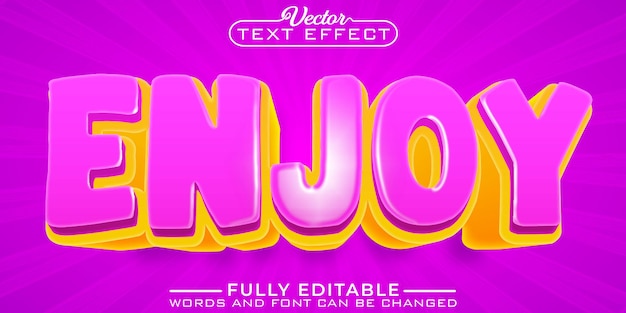 Vector cartoon pink and orange enjoy vector editable text effect template