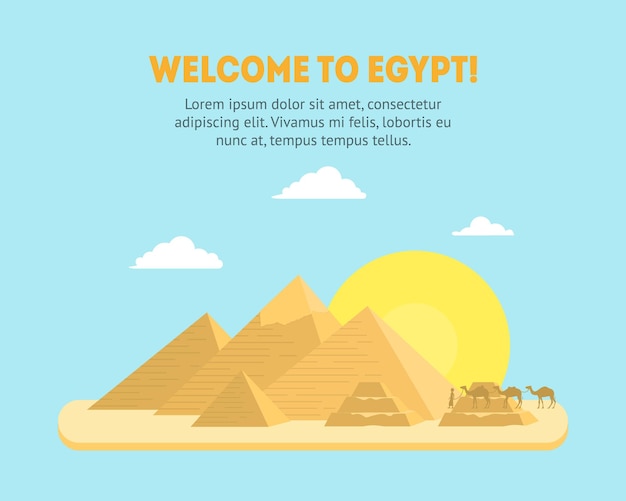 Cartoon piramide symbool van Egypte achtergrond kaart poster toerisme concept vector
