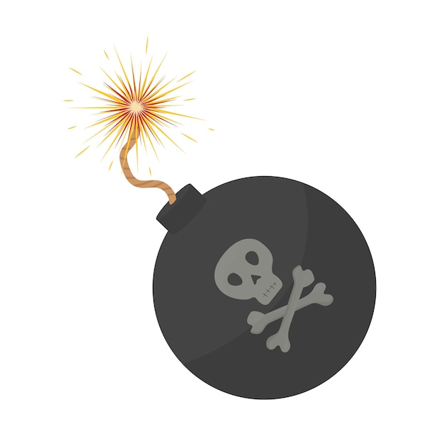 Bomba dei pirati dei cartoni animati con teschio e ossa incrociate