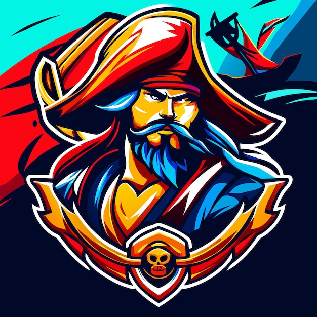 Cartoon pirate commander vector art extravaganza