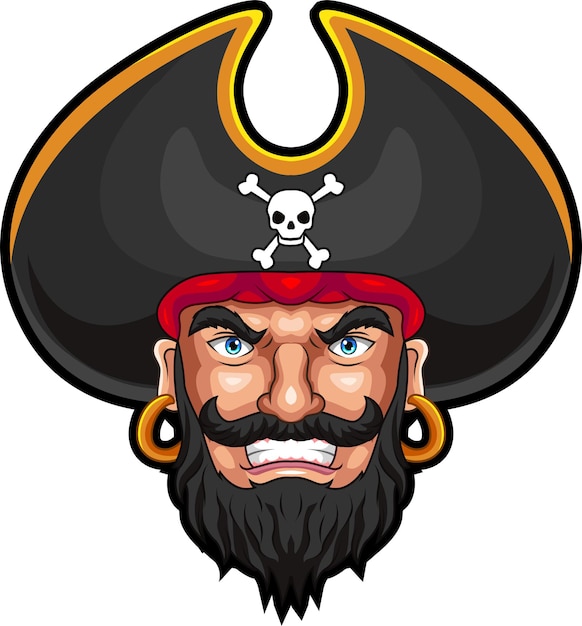 Vector cartoon pirate head mascot design