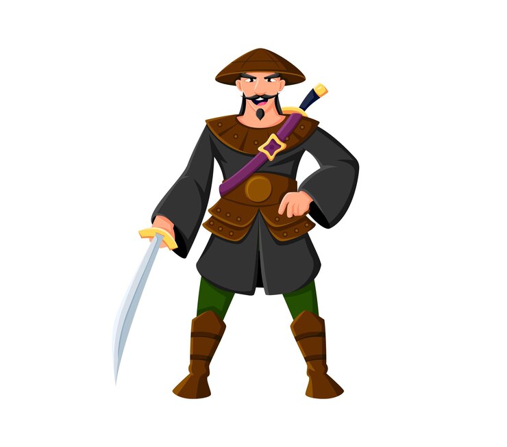 Vector cartoon pirate sailor skipper character boatswain